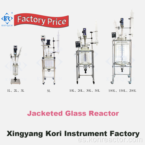 Reactor de vidrio de laboratorio con agitación química 3l